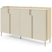 Beautysofa | Sideboard POSITIVO Kommode Macadamia und Eiche Mavelie Alba 183,2 x 110 x 42 cm – Modernes Sideboard mit Tip-On-System