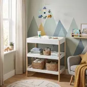 En.casa Wickeltisch Oupilu mit 2 Ablagen 91x82x53 cm Weiß []