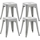 DELUKE Hocker FULDA 4er Set 40x40x46cm Metall Silber Küchenhocker Esszimmerhocker Stapelhocker