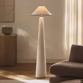 LumenXL Stehlampe Violetta aus Leinen in Cremeweiß