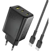 Dudao A29C 65W GaN-Wandladegerät + USB-C-Kabel - Schwarz