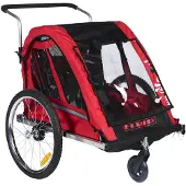 Shengmilo BT511 leichter Kinderfahrradanhänger, Platz für 1–2 Kinder, klappbar, rot