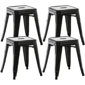 DELUKE Hocker FULDA 4er Set 40x40x46cm Metall Schwarz Küchenhocker Esszimmerhocker Stapelhocker