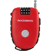 RockBros Fahrradschloss mit einziehbarem Kabel und Zahlenschloss - rot