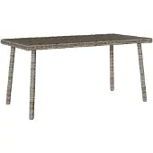vidaXL Garten-Couchtisch Rechteckig Grau 80x40x37 cm Poly Rattan