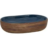 vidaXL Aufsatzwaschbecken Braun und Blau Oval 59x40x14 cm Keramik