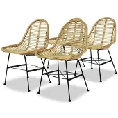 vidaXL Esszimmerstühle 4 Stk. Natur Rattan
