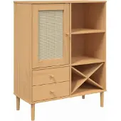 vidaXL Highboard SENJA Rattan-Optik Braun 90x40x112 cm Kiefernholz