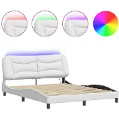 vidaXL Bettgestell mit LED ohne Matratze "Hvar" Weiß 160x200 cm