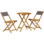 vidaXL 3-tlg. Bistro-Set Anthrazit Stoff und Massivholz