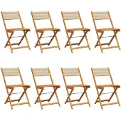 vidaXL Klappstühle, 8 Stück, beige, massives Akazienholz