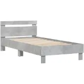 vidaXL Bettgestell mit Kopfteil Betongrau 100x200 cm Holzwerkstoff