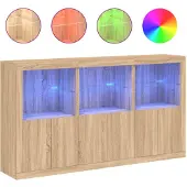 vidaXL Sideboard mit LED-Leuchten Sonoma-Eiche 181,5x37x100 cm