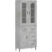 vidaXL Highboard Betongrau 69,5x34x180 cm Holzwerkstoff