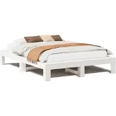 vidaXL Massivholzbett ohne Matratze Weiß 150x200 cm Kiefernholz