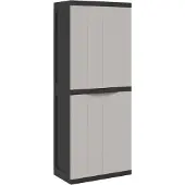 vidaXL Gartenschrank Grau und Schwarz 65x37x165 cm PP