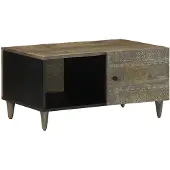 vidaXL Couchtisch Hellgrau 80x50x40 cm Massivholz Mango