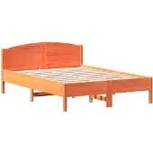 vidaXL Massivholzbett ohne Matratze Wachsbraun 140x190 cm Kiefernholz