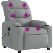 vidaXL Massage-Relaxsessel, hellgrauer Stoff