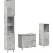 vidaXL 3-tlg. Badmöbel-Set Betongrau Holzwerkstoff