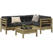 vidaXL 5-tlg. Garten-Sofagarnitur mit Kissen Kiefernholz Imprägniert