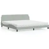 vidaXL Bett mit Matratze "Dover" Hellgrau 200x200 cm Samt