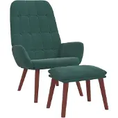 vidaXL Relaxsessel mit Hocker Dunkelgrün Samt