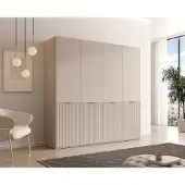 Masseno Drehtürenschrank ATELIO 202/200/51 cm Modern Kleiderschrank 4-türig Kaschmir