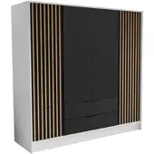 Masseno Drehtürenschrank PELOR 200/200/51 cm Modern Kleiderschrank 4-türig weiß
