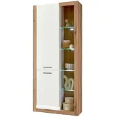 Furn.Design VITRINE weiß matt, Evoke Eiche, Vitrinenschrank 80 x 195 cm