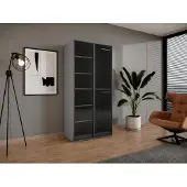 Masseno Drehtürenschrank ATELIO 101/200/51 cm Modern Kleiderschrank 2-türig Grau