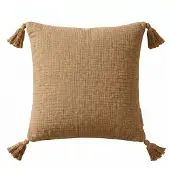 Homescapes DEKOKISSEN Musselin mokka mit Quasten, 45/45 cm