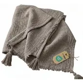 Homescapes WOHNDECKE Musselin grau mit Quasten
