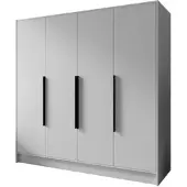 Masseno Drehtürenschrank BERON 200/200/51 cm Modern Kleiderschrank 4-türig Weiß