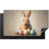 MuchoWow HERDABDECKPLATTE Osterhase - Pastell - Eier Induktionsschutz 91.6x52.7 cm