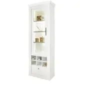 Furn.Design VITRINE weiß Pinie Landhaus, Vitrinenschrank mit Soft-Close und Beleuchtung