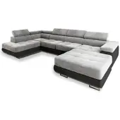Masseno Ecksofa CASONE L-Form mit Schlaf- und naufbewahrung, U-Form, Schlafsofa, Ecksofa – Hellgrau, MONOLITH 84 + MONOLITH 95