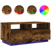vidaXL Couchtisch mit LED-Leuchten Räuchereiche 90x49x40 cm