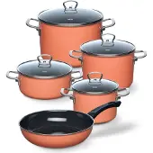 Riess NOUVELLE PUR Emaille Kochgeschirr-Set 5-tlg Orange