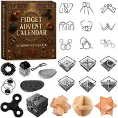 Sonstiges Adventskalender 2026 mit 24 Knobelspielen Metall und Holz 3D Puzzle Geschenk