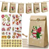 Sonstiges Adventskalender zum Befüllen 2026, 24 DIY-Tüten mit Zahlen-Aufklebern, Juteschnur & Holzklammern