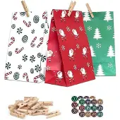 Sonstiges Adventskalender zum Befüllen mit 24 Papiertüten, Aufkleber und Holzklemme