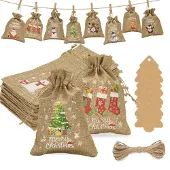 Sonstiges Adventskalender Jutesäckchen 24 Stück 13x18cm mit Anhänger und Schnur