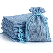 Sonstiges Adventskalender zum Befüllen, 24 Säckchen, Hellblau, 10 x 14 cm, Jute