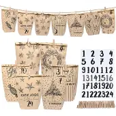 Sonstiges Adventskalender Tüten 24er Set mit Zahlenaufklebern & Klammern zum Befüllen aus Kraftpapier