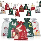 Sonstiges Adventskalender zum Befüllen, 24 Säckchen mit Zahlen, DIY Weihnachtskalender aus Stoff