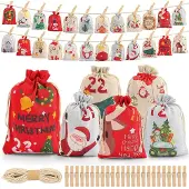 Sonstiges 24 Stück Adventskalendertaschen zum Befüllen Weihnachten mit Zubehör