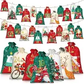 Sonstiges 24 Stück Adventskalender zum Befüllen, Stoffbeutel mit Zahlen, DIY-Weihnachtskalender Set