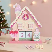 Sonstiges Adventskalender Weihnachtshaus Form Holz Wiederverwendbar Tischdeko 15x6,5x18cm