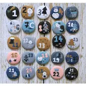 Sonstiges Adventskalender Zahlen Buttons 1-25 Schneemann Motiv 32mm 25 Stück
